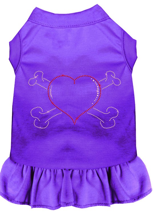 Rhinestone Heart and crossbones Dress Purple XS